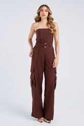 MACACÃO TOMARA QUE CAIA BOLSOS CARGO COM CINTO