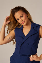 COLETE CROPPED BOTÕES DUPLO