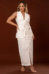 BLUSA PEPLUM ALFAIATARIA BOLSOS CARGO