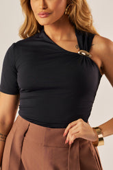 BLUSA ASSIMÉTRICA MANGA CURTA