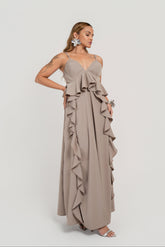 VESTIDO LONGO COM BABADOS