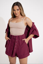 SHORT BARRA ITALIANA COM CINTO