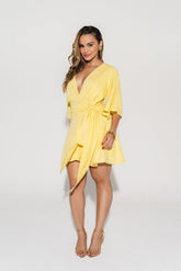 VESTIDO TRANSPASSADO COM FAIXA