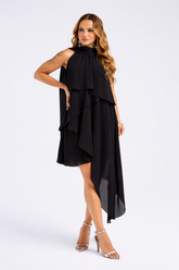 VESTIDO MIDI FRENTE ÚNICA CAMADAS ASSIMÉTRICAS