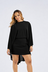 VESTIDO CURTO COM MAXI CAPA