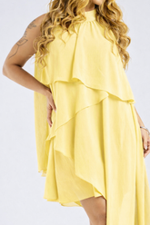 VESTIDO MIDI FRENTE ÚNICA CAMADAS ASSIMÉTRICAS