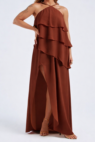 VESTIDO MIDI MAXI CAMADAS ASSIMÉTRICO