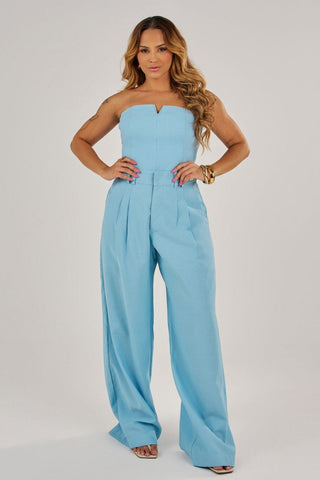 CALÇA PANTALONA COM PREGAS E BOTÕES