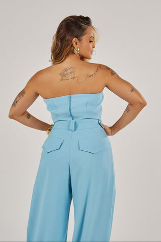 CALÇA PANTALONA COM PREGAS E BOTÕES