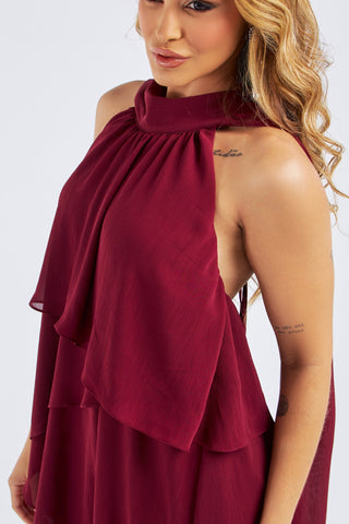 VESTIDO MIDI FRENTE ÚNICA CAMADAS ASSIMÉTRICAS