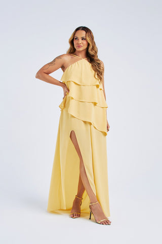 VESTIDO MIDI MAXI CAMADAS ASSIMÉTRICO