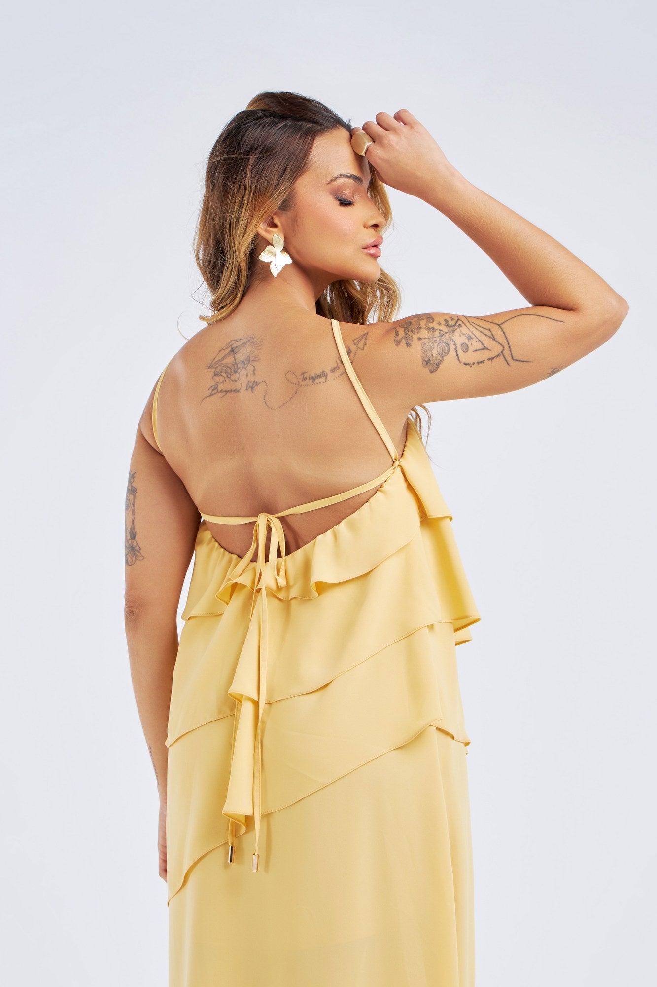 VESTIDO MIDI MAXI CAMADAS ASSIMÉTRICO