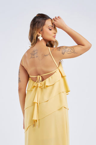 VESTIDO MIDI MAXI CAMADAS ASSIMÉTRICO