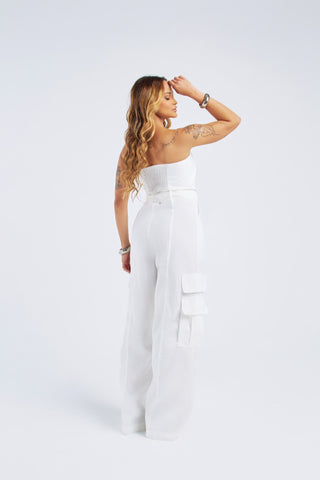 MACACÃO TOMARA QUE CAIA BOLSOS CARGO COM CINTO