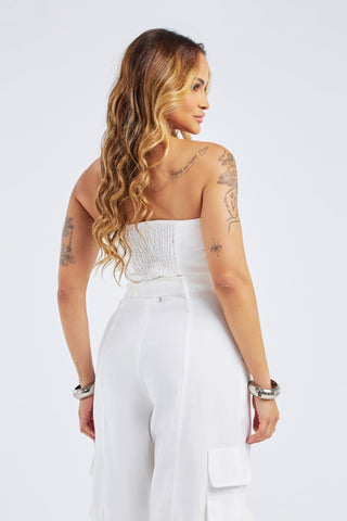 MACACÃO TOMARA QUE CAIA BOLSOS CARGO COM CINTO