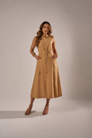VESTIDO CHEMISE  MIDI COM CINTO