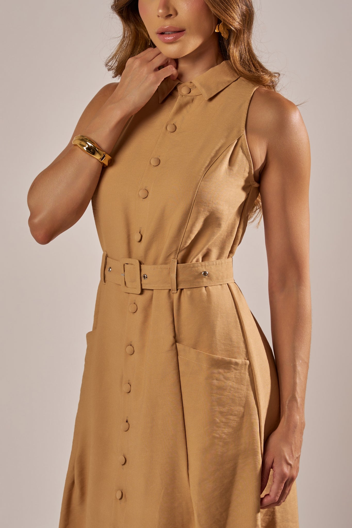 VESTIDO CHEMISE  MIDI COM CINTO