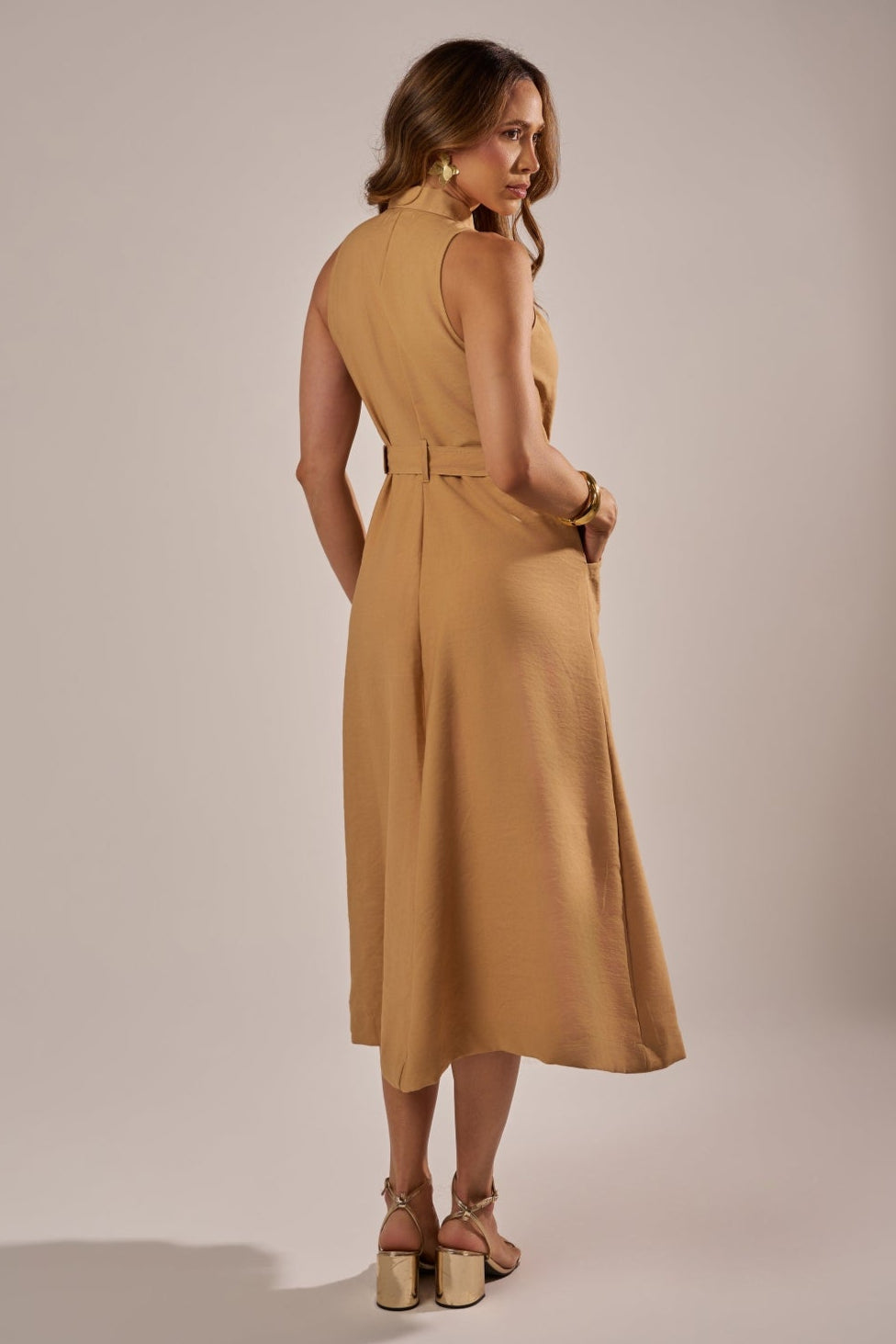 VESTIDO CHEMISE  MIDI COM CINTO