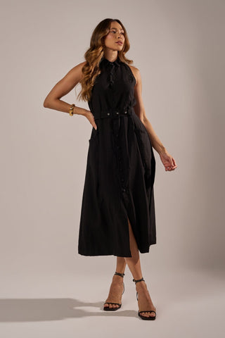 VESTIDO CHEMISE  MIDI COM CINTO