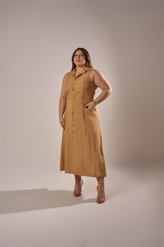 VESTIDO CHEMISE  MIDI COM CINTO