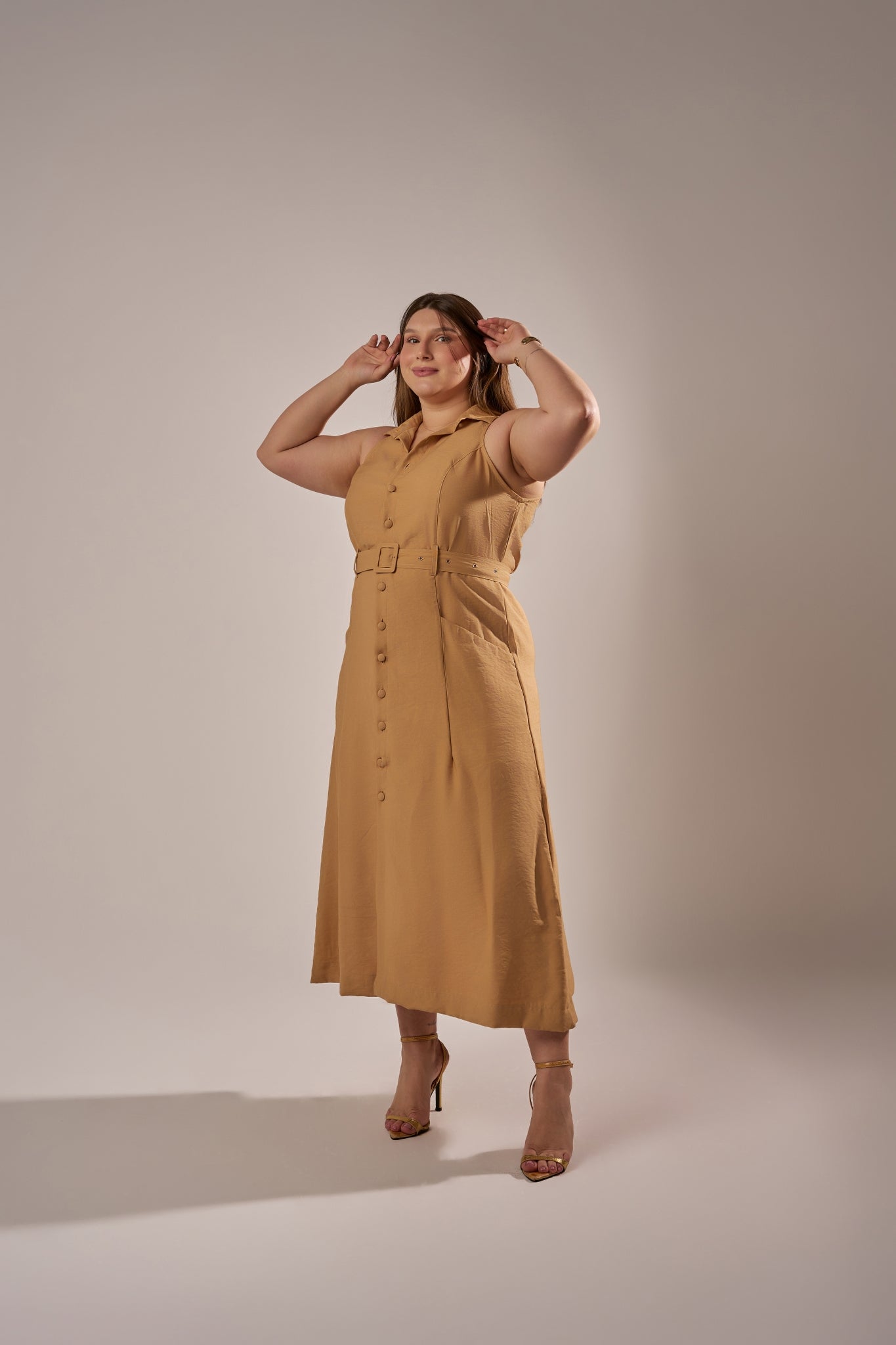 VESTIDO CHEMISE  MIDI COM CINTO