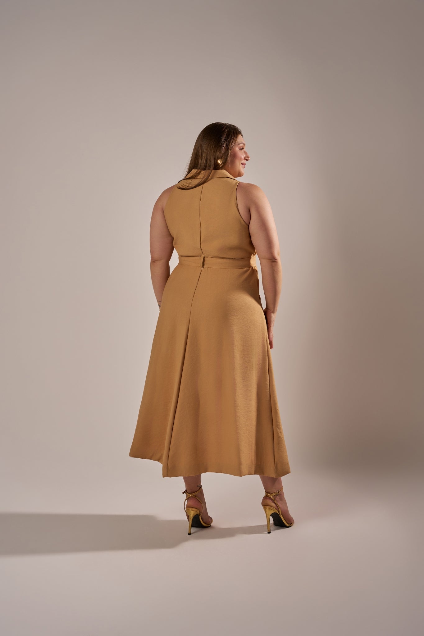 VESTIDO CHEMISE  MIDI COM CINTO