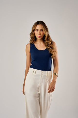 CALÇA PANTALONA COM PREGAS E BOTÕES