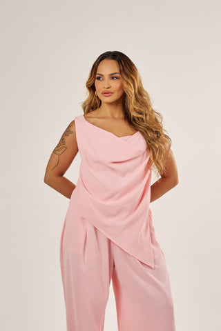 BLUSA ASSIMÉTRICA DEGAGÊ ALFAIATARIA LEVE