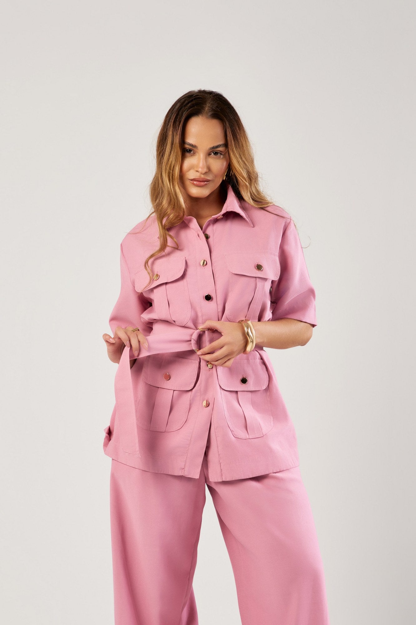 CAMISA PARKA BOLSOS CARGOS COM CINTO