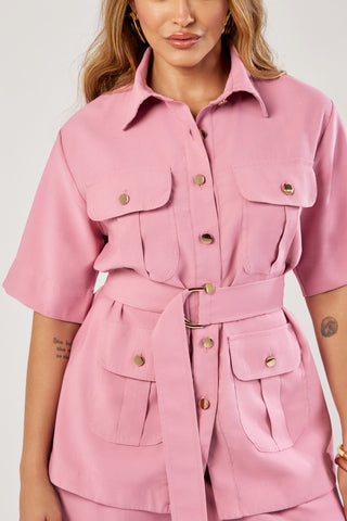 CAMISA PARKA BOLSOS CARGOS COM CINTO