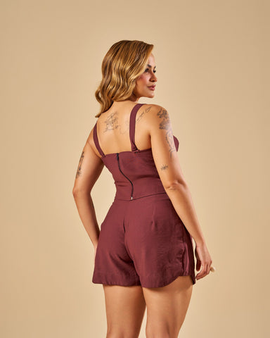 SHORT ALFAIATARIA COM RECORTES