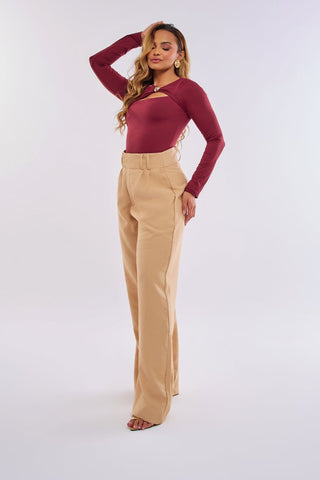 BODY MANGA LONGA COM AJUSTE METÁLICO