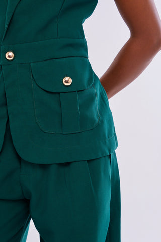 BLUSA PEPLUM ALFAIATARIA BOLSOS CARGO