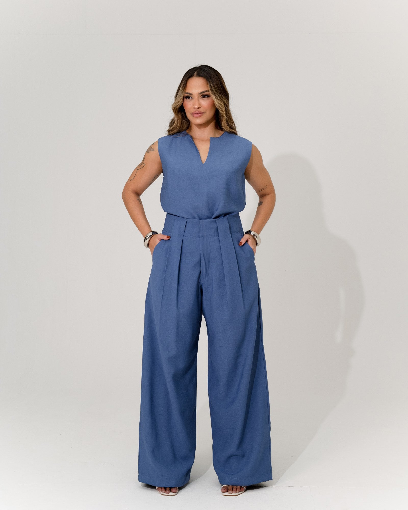 CALÇA PANTALONA MAXI PREGAS