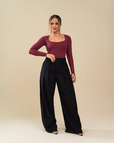 CALÇA ALFAIATARIA PANTALONA COM PREGAS