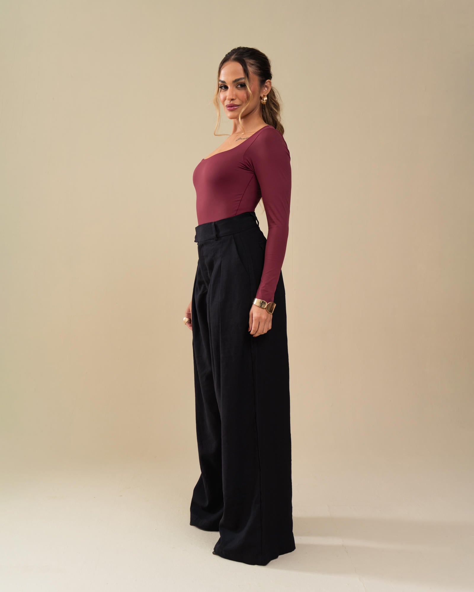 CALÇA ALFAIATARIA PANTALONA COM PREGAS