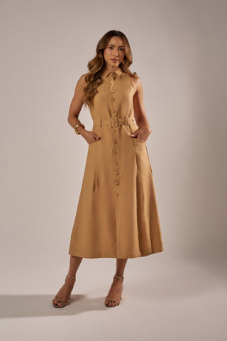 VESTIDO CHEMISE  MIDI COM CINTO
