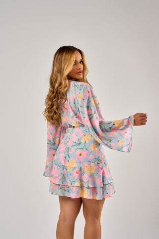 VESTIDO CURTO COM BABADOS BOTANIC