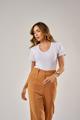 BLUSA MANGA CURTA GOLA V