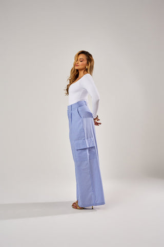 CALÇA FIO TINTO BOLSOS CARGO