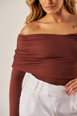 BODY BUSTO ASSIMÉTRICO COM DRAPEADOS