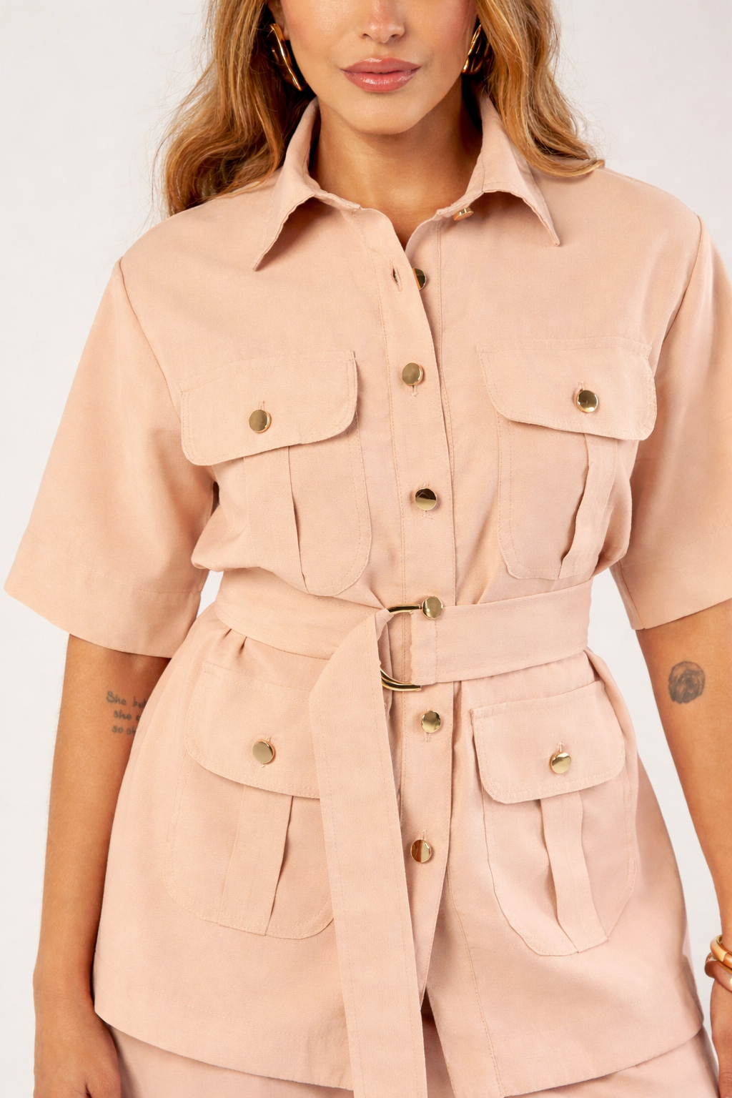 CAMISA PARKA BOLSOS CARGOS COM CINTO