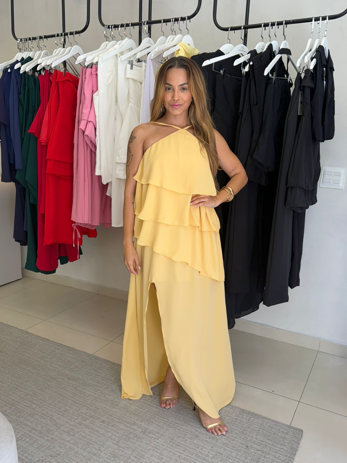 VESTIDO MIDI MAXI CAMADAS ASSIMÉTRICO