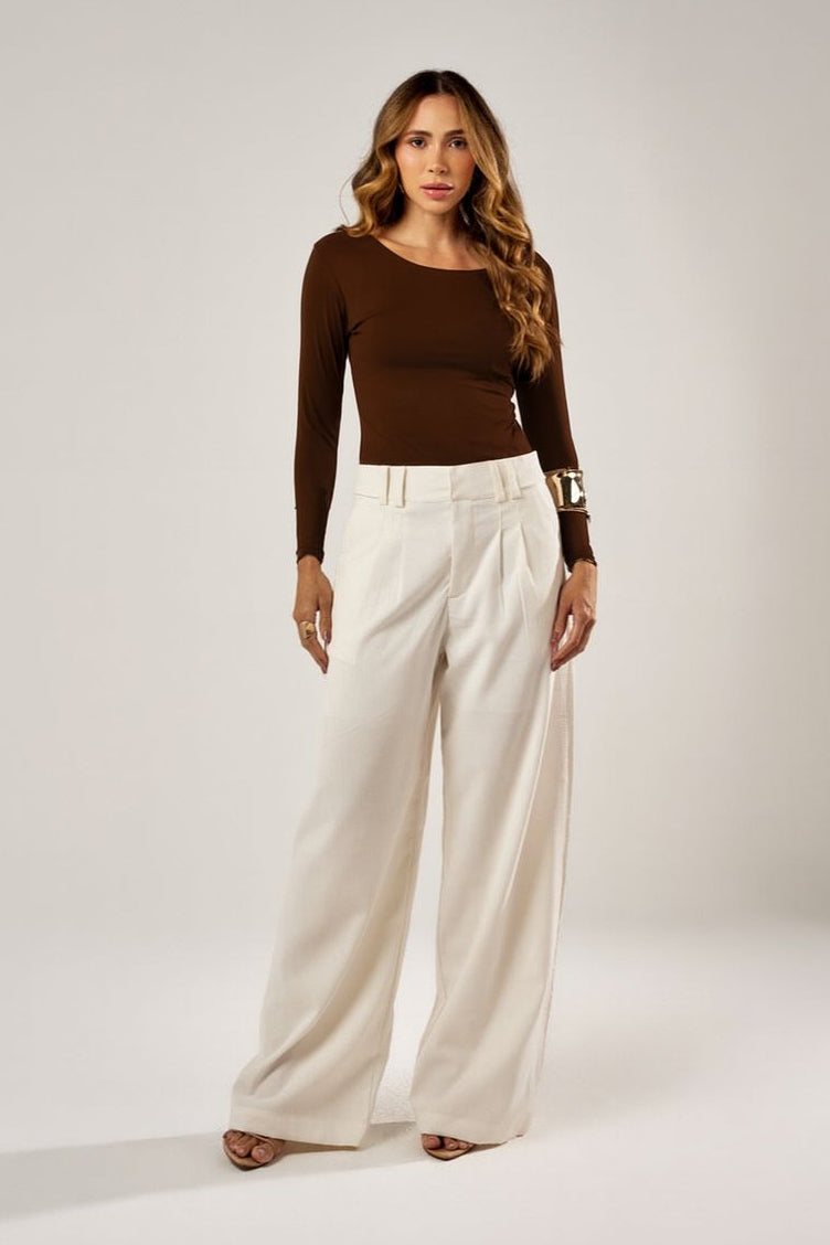 BLUSA DECOTE CANOA MANGA LONGA