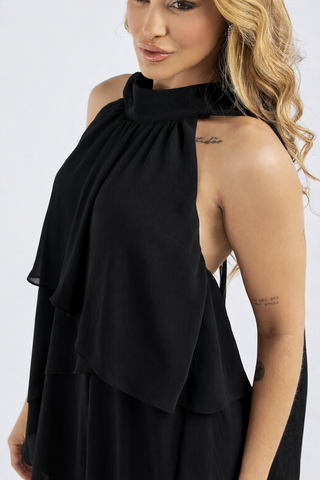 VESTIDO MIDI FRENTE ÚNICA CAMADAS ASSIMÉTRICAS